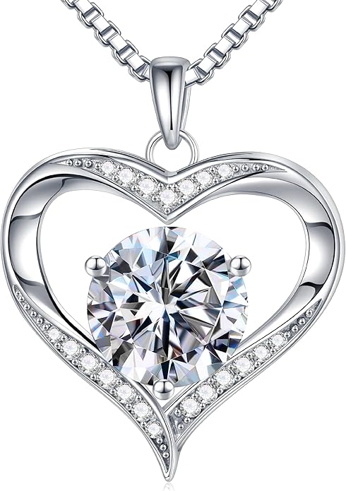 MOOSEA Valentines Day Gifts for Her, 1-3ct 925 Sterling Silver Anniversary Birthday Gifts for Women Wife Girlfriend Jewelry Moissanite Necklace