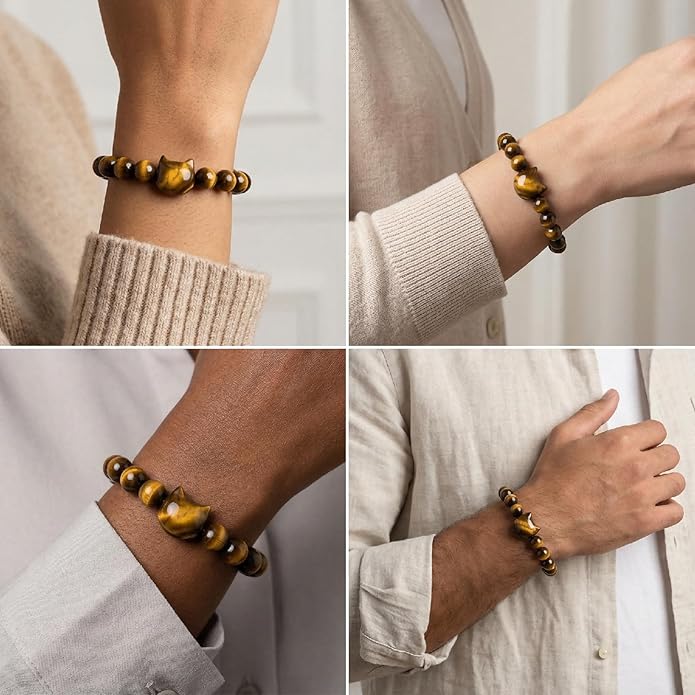 Money Attraction Cat Bracelet - Black Obsidian Women Bracelets -Wealth Prosperity Abundance Stone Bead Bracelet, Entrepreneur Business Luck Beaded Bracelets,Spiritual Mood Energy Cute Protection Stretch Bracelet,Health Good Luck Feng Shui Bracelets For...