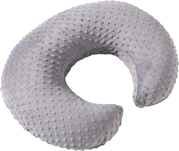 Nursing Pillow and Positioner Breastfeeding and Bottle Feeding, Propping Baby, Tummy Time, Sitting Support, with Removable Polyester Cover, dots Fabric, for Baby Boy Baby Girl (Rose Gray)