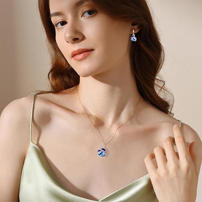 Charming Crystal Jewelry Sets For Women 18K White Gold Plating Bracelet Necklace And Earrings Sets For Wife Girlfriend Or Mothers Idea Gift For Mother's day