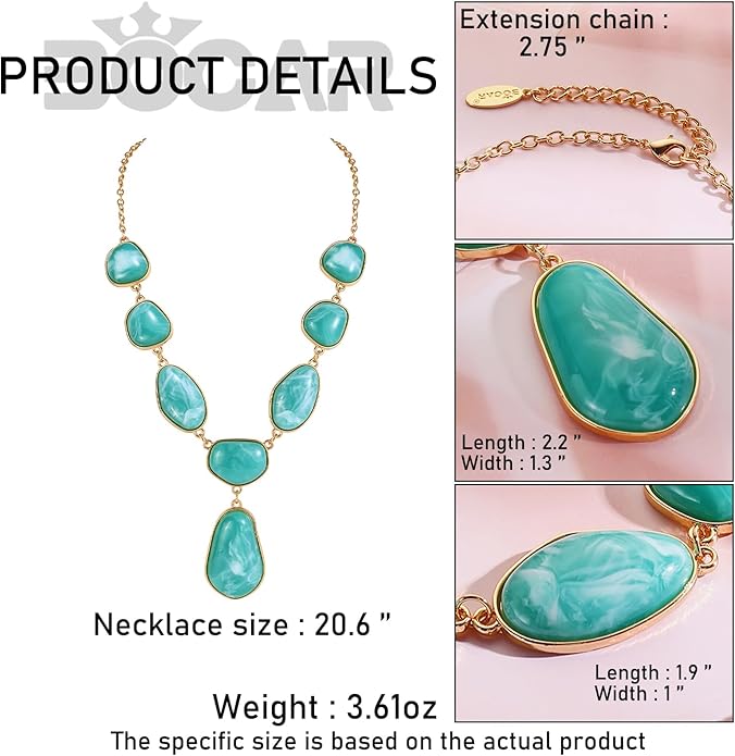 Bocar Bubble Chunky Necklace Alloy Necklace Resin Statement Pendant Necklace for Women
