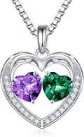 Iefil Valentines Day Gifts for Her - 925 Sterling Silver Heart Birthstone Necklace, Anniversary Birthday Gifts for Women Wife Girlfriend Mom Her