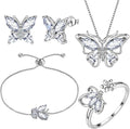Aurora Tears Butterfly Jewelry,Women 925 Sterling Silver Butterflies Birthstone Pendant Necklace/Earrings/Rings Wedding Gift