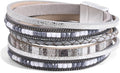 Wrapped Bracelets for Women,Leather Bracelet,Boho Bracelets for Women,Multi-Layer Pearl Crystal Bracelet Bangle Jewelry