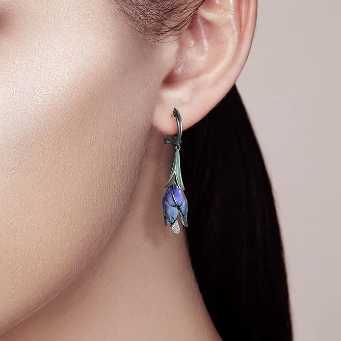 Santuzza Sterling Silver Enamel Tulip Earrings for Women