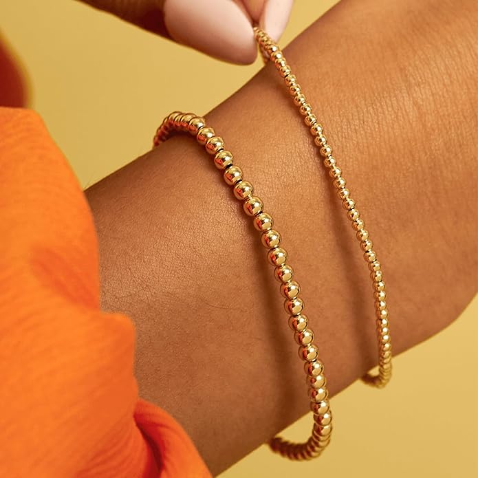 MBW Gold Bracelets for Women Beaded Bracelets Dainty Bracelet 18K Gold Plated Paper Clip | Cross Bracelet Twisted Rope Link Chain for Women Jewelry