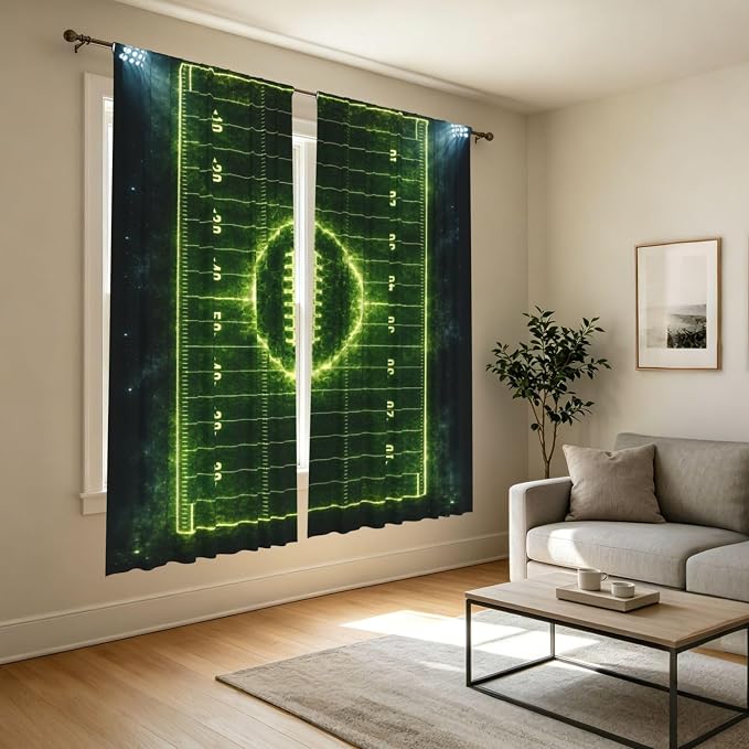 Football Night Art Window Curtains 2 Panels Set, 52 X 84 Inch Polyester Drapes - Image 7