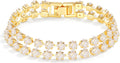 14K Gold Plated Tennis Bracelet for Women – Classic CZ Link Design, Fits 6.0"–7.2" Wrists – Stylish Sparkling Jewelry Gift, Timeless Tennis Bracelets for Women