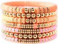 GOOJIDS Surfer Heishi Clay Bead Bracelets for Women Bohemian Stackable Gold Plated Beaded Stretch Bracelets Elastic Layering Friendship Bracelets Set Boho Jewelry
