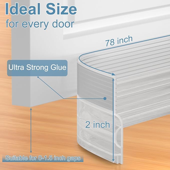 Door Draft Stopper, Door Sweep for Bottom of Door, Under Door Gap Filler for - Image 5