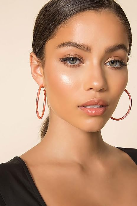 4mm Thick Gold Chunky Earrings Steling Silver Post Hoops Earrings For Women Hollow Tube Hoops Earrings Thick Gold Hoop Earrings Hypoallergenic Lightweight Gold Hoop Large Earrings 20/30/40/50/60MM