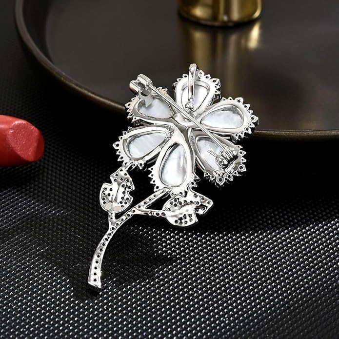 Flower Floral Brooch Pin Pearl Rhinestone Crystal Brooches Pins Scarf Brooch Clip Christmas Lapel Pin Dress Accessories for Women
