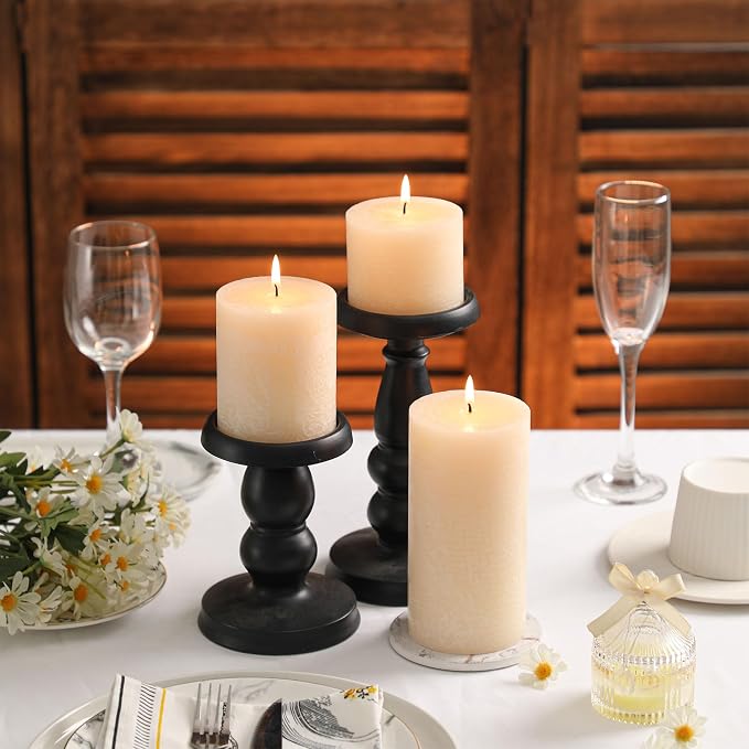 3x6 Inch Ivory Pillar Candles Set of 3 - Image 4