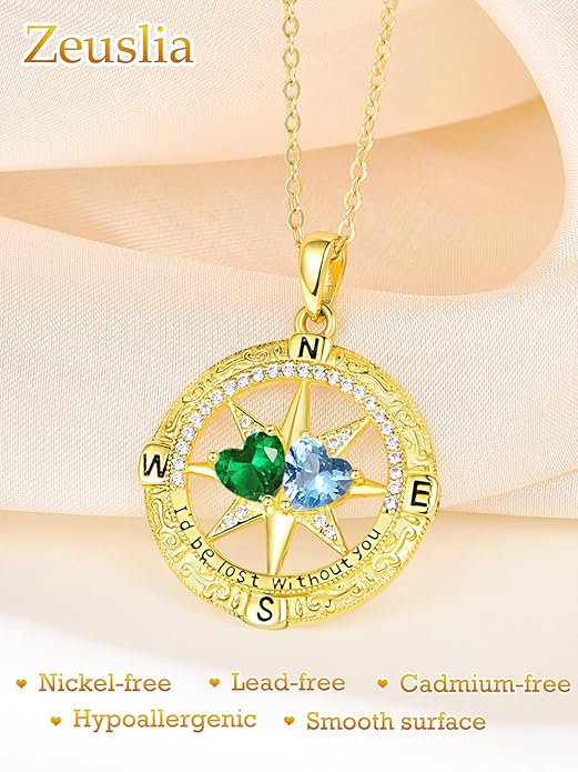 Valentine's Day Gifts for Wife 925 Sterling Silver Double Birthstone Pendant Necklaces I Love You for Always and Forever Necklace Anniversary Birthday Gifts for Wife Girlfriend Mom Her