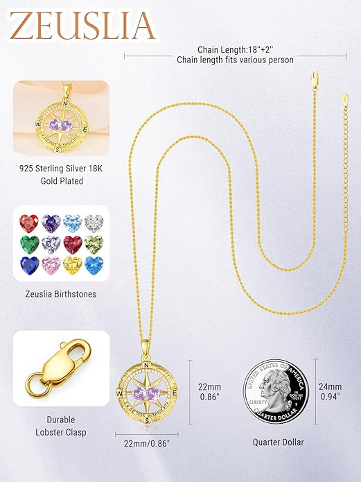 Valentine's Day Gifts for Wife 925 Sterling Silver Double Birthstone Pendant Necklaces I Love You for Always and Forever Necklace Anniversary Birthday Gifts for Wife Girlfriend Mom Her