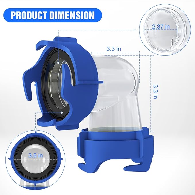 Nilight 90 Degree RV Tote Tank Adapter Clear Sewer Hose Elbow Fitting | 4 - Image 2