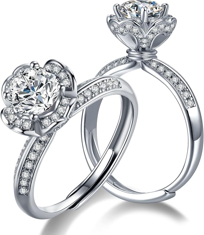 Atylyk Moissanite Engagement Ring Solitaire Sterling Silver Promise Rings for Women Lady