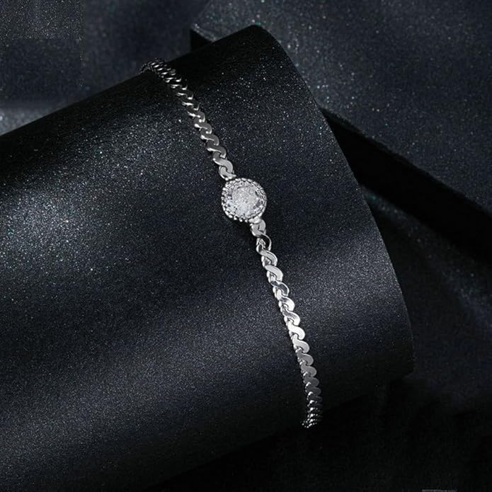 14K White Gold Over S925 Sterling Silver Princess/Round Cut D-color VVS1 Diamond Bracelet, Adjustable Chain with 0.7ct/0.5ct/1ct Diamond, Ideal Surprise for Trendy Women