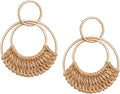 Raffia Hoop Earrings for Women Fun Boho Summer Beach Earrings Lightweight Handmade Straw Wicker Rattan Dangle Earrings Statement Geometric Round Drop Earrings