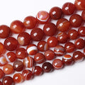 60PCS 6mm Natural Red Striped Agate Beads Round Loose Gemstone Beads for Jewelry Making DIY Bracelet Necklace 15 Inch,Energy Stone Healing Power
