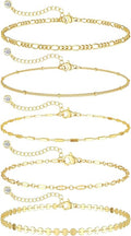 DEARMAY 14K Gold Plated Bracelets for Women, Jewelry Sets Cute Tennis Beaded Bracelets Cuban Link Paperclip Chain Dainty Bracelet Pack Gifts