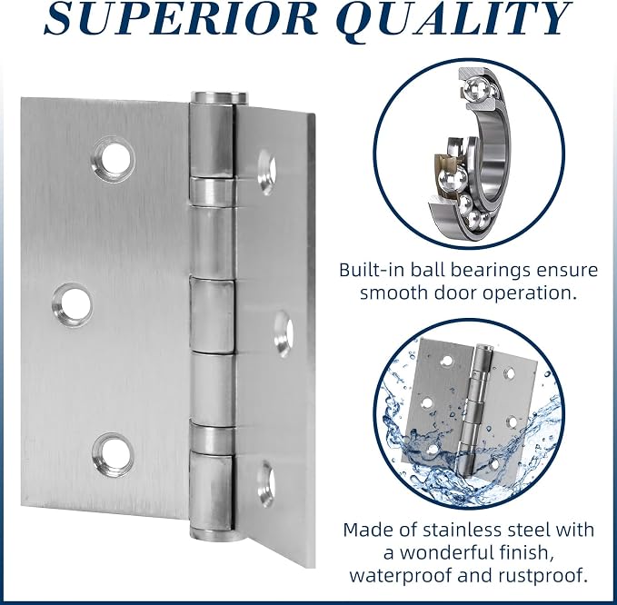 3 Pack 3.5 Inch x 3.5 Inch Door Hinges - Image 3