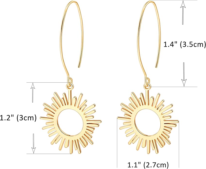 Geometric Drop Dangle Earrings Boho Statement Long Hoops 18k Gold Plated Lightweight Earrings for Women Girls