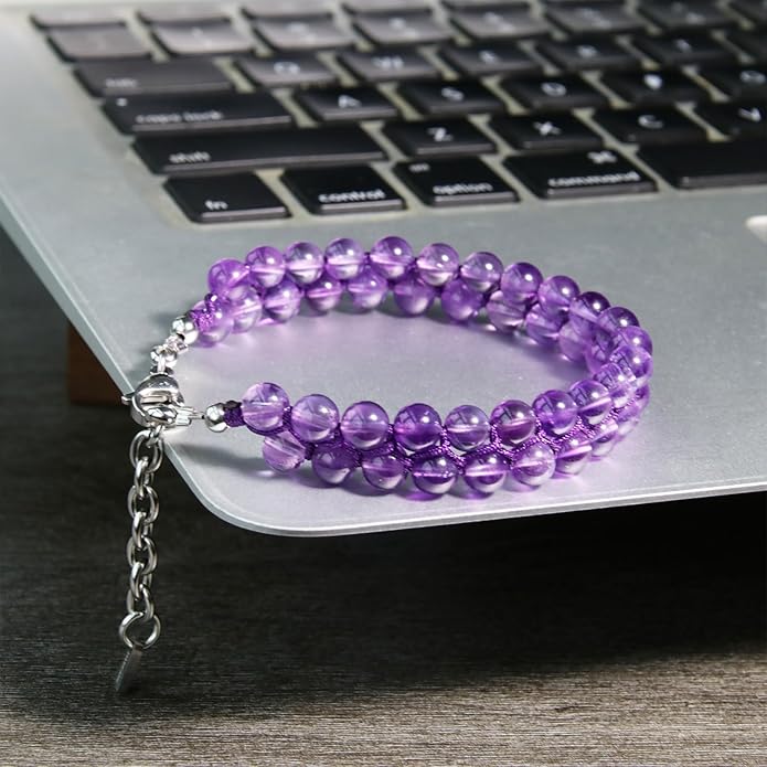 HASKARE Real Crystal Bracelet Women Valentine Day Gift for Her, Real Malachite Handmade Bracelets Gift for Mom from Daughter, Premium Gemstone Protection Gift for Women Healing Anxiety Relief
