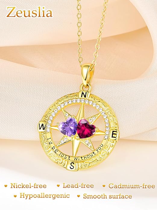 Valentine's Day Gifts for Wife 925 Sterling Silver Double Birthstone Pendant Necklaces I Love You for Always and Forever Necklace Anniversary Birthday Gifts for Wife Girlfriend Mom Her