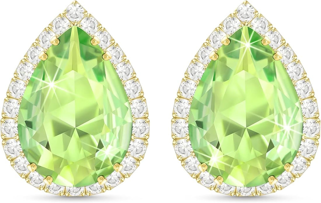 Linawe Women Stud Earrings, Teardrop Diamond Moissanite Cubic Zirconia Earrings Studs Rhinestone Jewelry Gold/Silver/Rose Gold