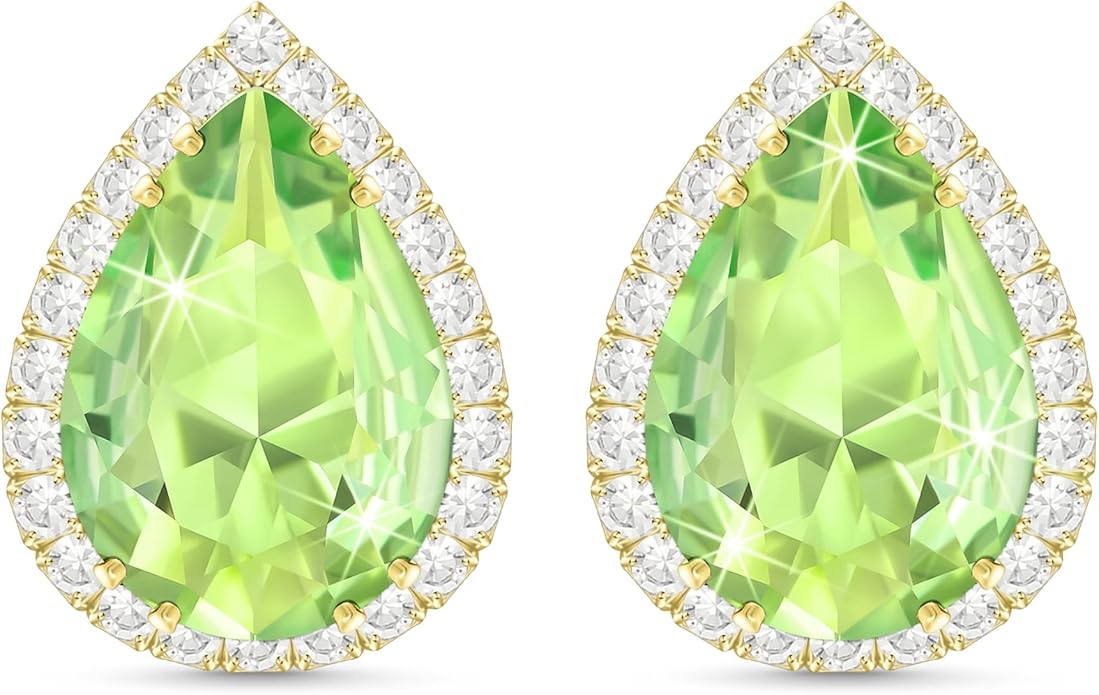 Linawe Women Stud Earrings, Teardrop Diamond Moissanite Cubic Zirconia Earrings Studs Rhinestone Jewelry Gold/Silver/Rose Gold