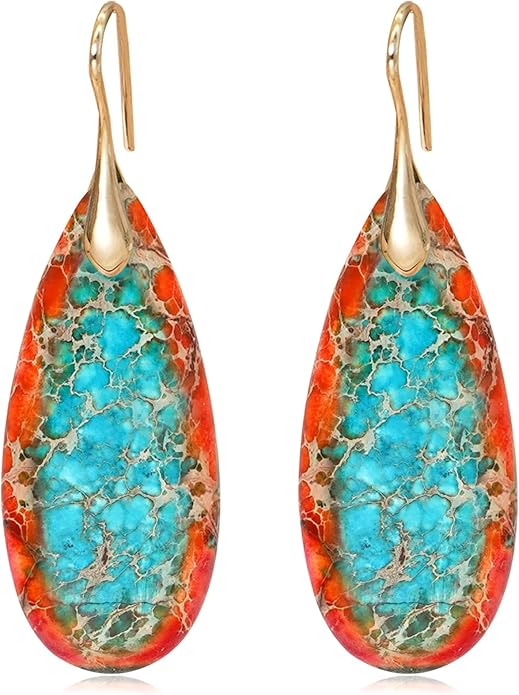 Natural Stone Earrings Waterdrop Stone Dangle Earrings for Women
