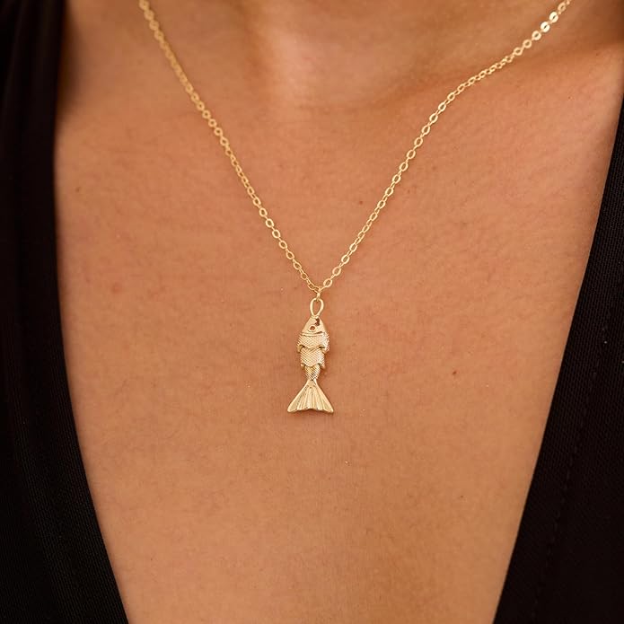 14K Gold Plated Dainty Pendant Butterfly Bead Boot Bee Baseball Flower Compass Airplane Heart Hummingbird Tree Necklace Simple Jewelry Gift for Women