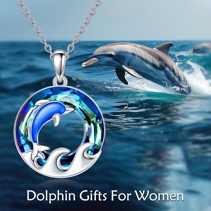 TOUPOP Sea Turtle/Mermaid/Dolphin/Shell/Starfish/Conch/Seahorse Necklace for Women Sterling Silver Ocean Pendant Necklace with Crystal Ocean Beach Charm Jewelry Birthday Christmas Gifts