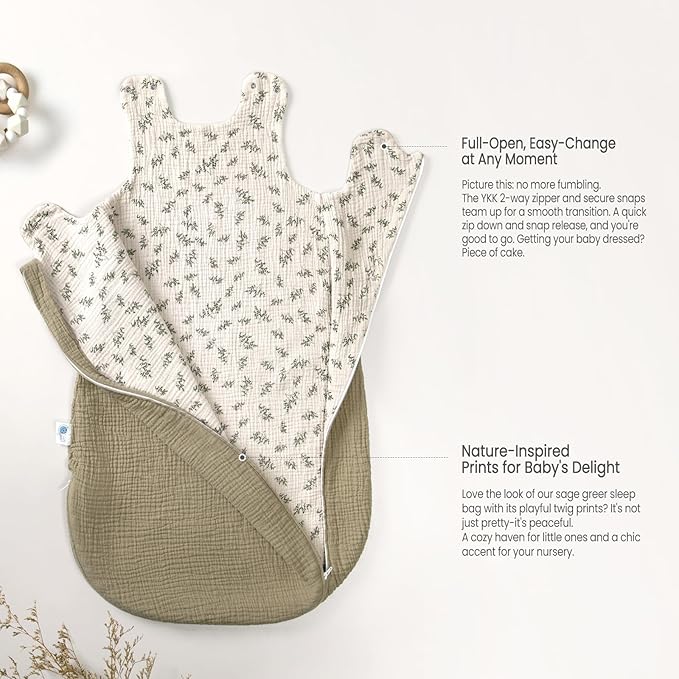 lulumoon Sleep Sack Muslin for Baby: Cotton Wearable Blanket for 3-9 Months - Soft Lightweight Ideal for Nursery Lounge Nighttime Naptime 6-12 Months