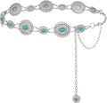 FIORETTO Metal Waist Chain Link Belt for Women Western Cowgirl Boho Turquoise Belts for Dress Jeans Country Concert Outfit
