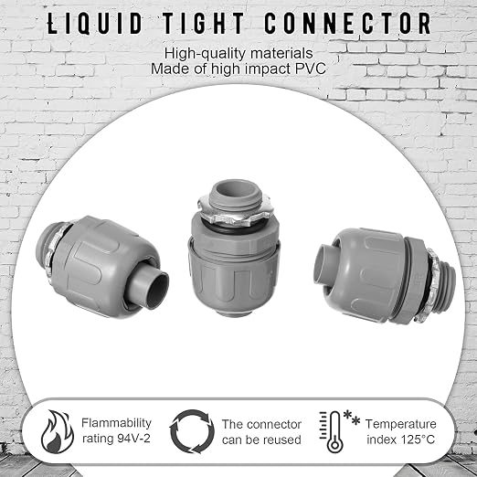 Maitys 30 Pcs 1/2 Inch Liquid Tight Connector Straight 180 Degree | PVC - Image 5