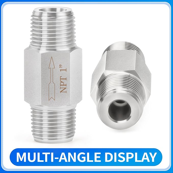 ChillWaves 304 Stainless Steel In-Line Siamese Check Valve 1" NPT Male Thread - Image 3