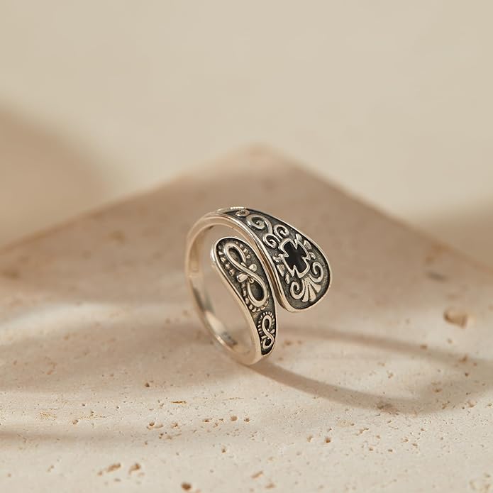 Spoon Rings for Women 925 Sterling Silver Sunflower Adjustable Thumb Spoon Rings Celtic Knot Promise Engagement Statement Boho Vintage Finger Open Antique Rings Jewelry