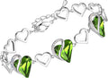 Leafael Infinity Love Heart Link Bracelets, Birthstone or Healing Stone Crystal Bracelet for Women, Silver Tone Jewelry Gifts for Her, 7-inch Chain and 2-inch Extender