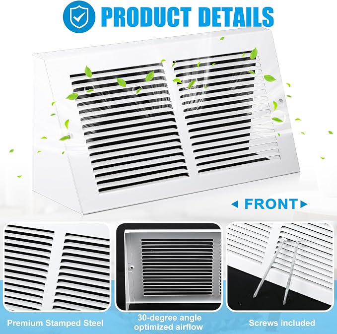 Honeydak 4 Pack Baseboard Register Vent Covers 14" x 6" Duct Opening - Image 3