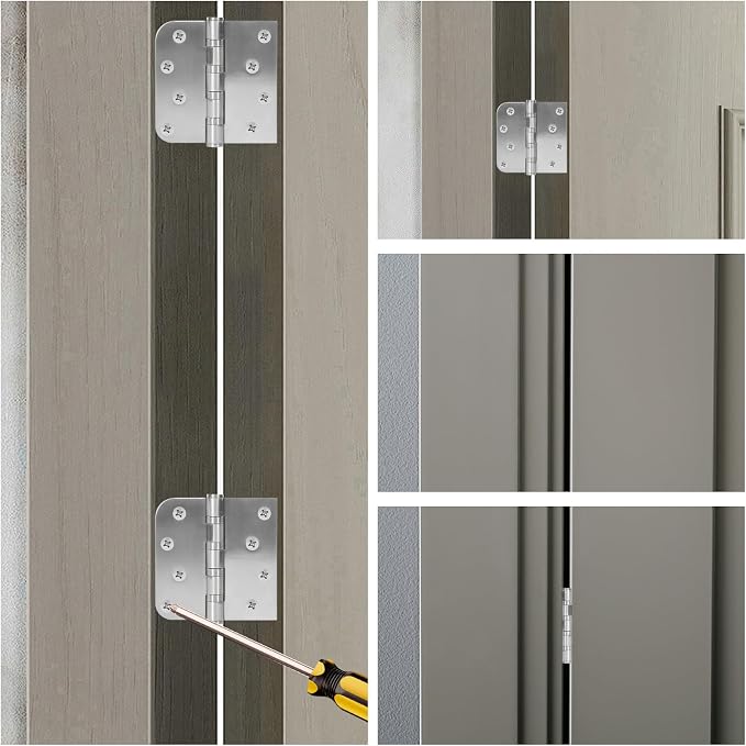 6 Pack Ball Bearing Door Hinges, 4 Inch x 4 Inch Heavy Duty Stainless Steel - Image 5