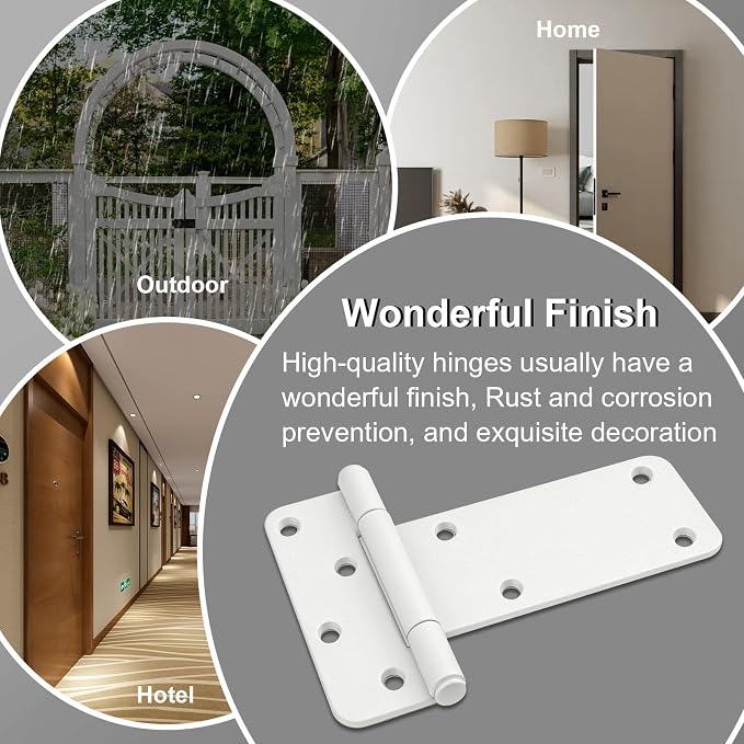6 Pack 5" Door Hinges, 260 Lbs Capacity Heavy Duty Gate Hinges | Matte white - Image 6