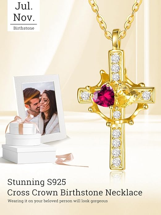 Valentine's Day Gifts for Wife 925 Sterling Silver Double Birthstone Pendant Necklaces I Love You for Always and Forever Necklace Anniversary Birthday Gifts for Wife Girlfriend Mom Her