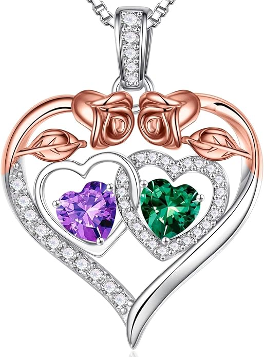 Iefil Valentines Day Gifts for Her - 925 Sterling Silver Rose Heart Necklaces for Women, Anniversary Birthday Gifts for Wife Girlfriend Mom