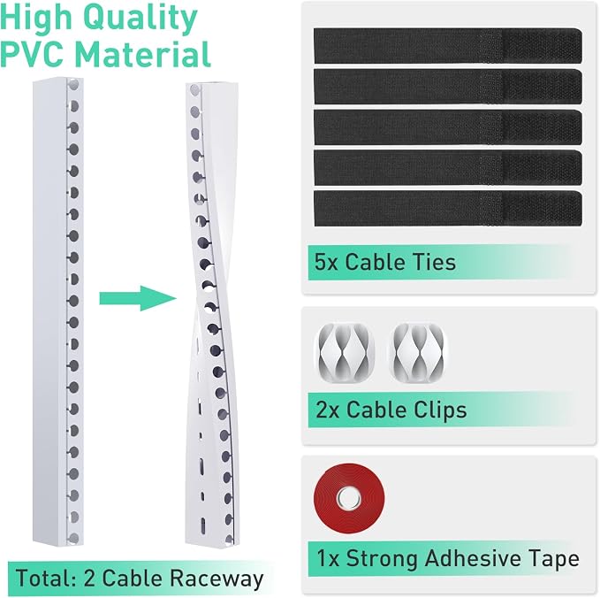 ENONCI Cable Raceway Kit 154in Under Desk Wire Cover Organizer 10-Pack | - Image 3
