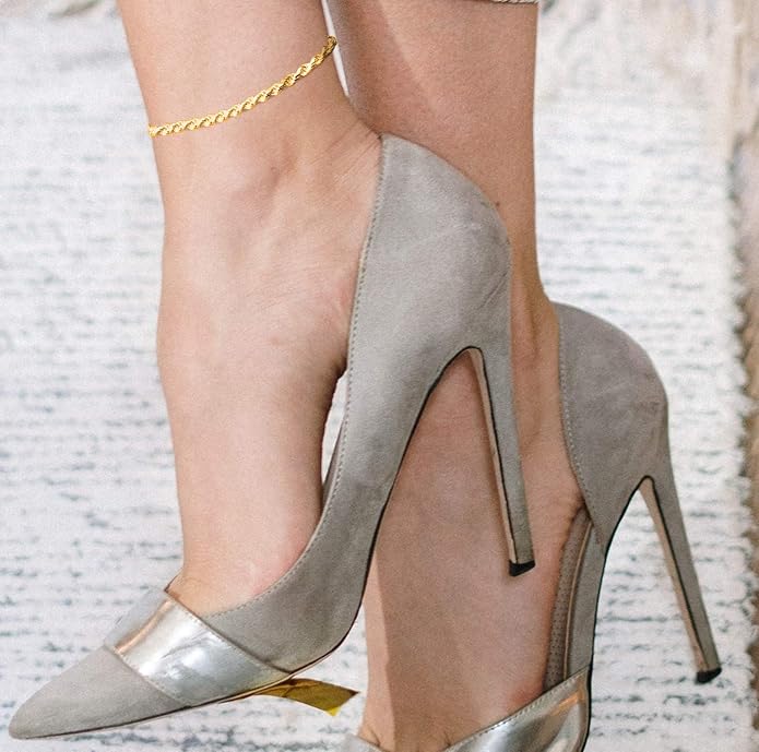 Savlano 925 Sterling Silver Chain Anklet Rope, Figaro, Mariner, Curb - 18K Gold Plated Chain Anklet Available in 9, 10 and 11 - Inches for Women Comes with a Gift Box - Made in Italy