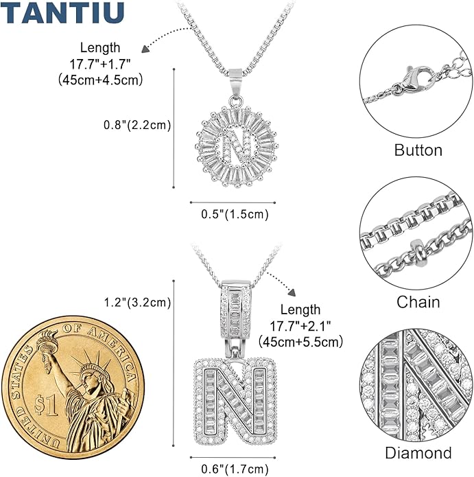 14K Gold Plated Alphabet Necklace Cubic Zirconia Letter Pendant, Personalized Name Jewelry Gift for Women, Customizable A-Z, Birthday/Mothers Day Gifts for Womens