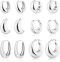 Wgoud 6 Pairs Gold Hoop Earrings Set for Women, 14K Gold Plated Hypoallergenic Lightweight Chunky Open Huggie Hoops Earrings Jewelry for Gifts.