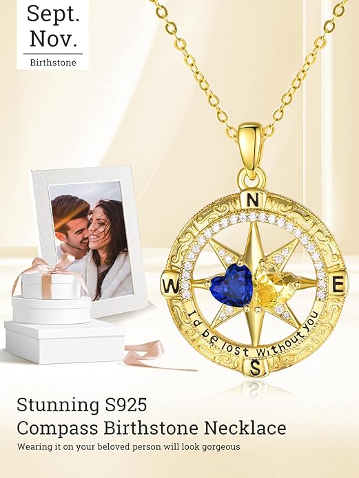 Valentine's Day Gifts for Wife 925 Sterling Silver Double Birthstone Pendant Necklaces I Love You for Always and Forever Necklace Anniversary Birthday Gifts for Wife Girlfriend Mom Her